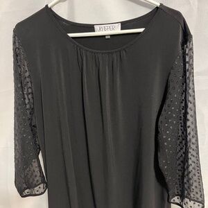 Womens Kasper Black Top with Sheer Sleeves - Size 1X